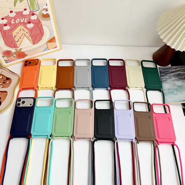 All-in-one Card Holder Crossbody Lanyard Shockproof TPU for 17 Pro Max 16 15 Pro Phone Case Animal Design Matte Finish Multi