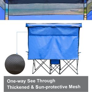 Silla Plegable Portátil Doble con Bolsa Refrigerante y Parasol, de Tela y Metal, para Camping, Playa y Ocio al Aire Libre, Venta al Por Mayor de Fábrica en Zhejiang - Product Image 3