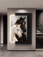 Cuadro de Lona con Textura 3D de Caballo de Lujo Grande, Pósteres y Láminas de Arte Mural, Decoración de Pared para Entrada de Pasillo con Motivo Animal