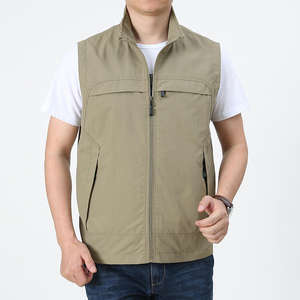 男女兼用 軽量 通気性 アウトドア カジュアル ジップアップベスト 100% ポリエステル 300g 生地 釣りやハイキングに最適 - Product Image 6