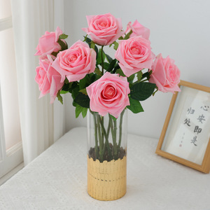 S1065 Ramo de Flores Artificiales Multicolores al por Mayor, <span class=keywords><strong>Rosas</strong></span> Rojas y <span class=keywords><strong>Amarillas</strong></span> para Decoración de Oficina, Hogar, Bodas, Fiestas, Día de la Madre - Product Image 6