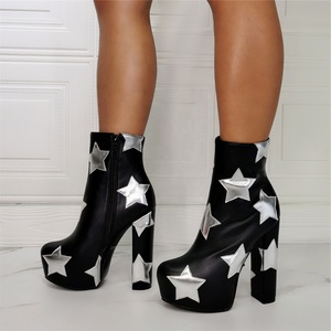 Bottines pour femmes Streetwear à bout rond, plateforme, fermeture éclair latérale, talon épais, personnalisables, grande taille 47 - Product Image 6