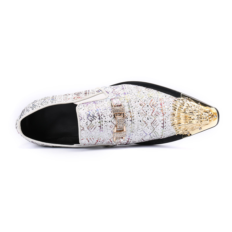 white and silver dress shoes Silver Patent Contemporary Tuxedo Shoes