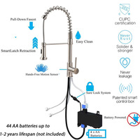 Robinet de cuisine flexible à ressort, pulvérisation haute pression, SUS304, mitigeur chaud/froid pour évier