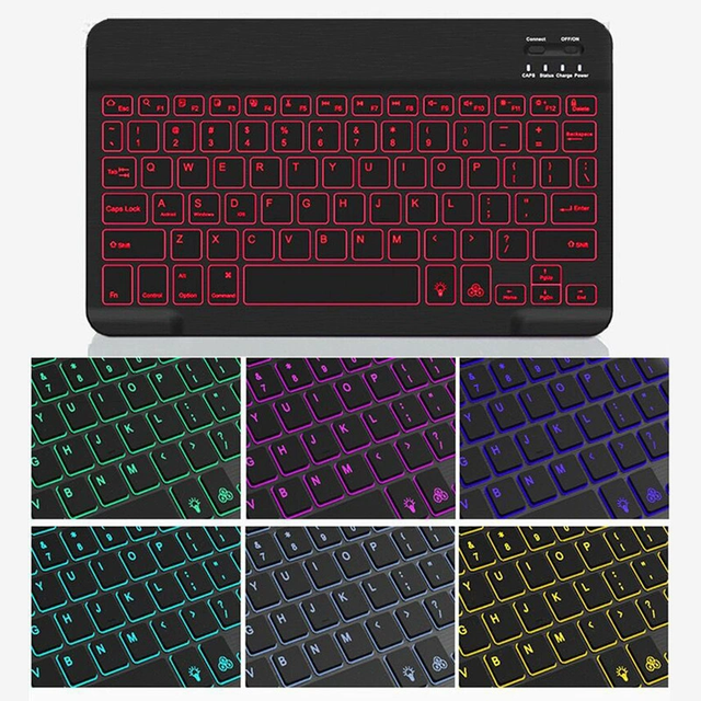 Universal Wireless Blue Tooth Backlit Keyboard for Tablet Laptop, Compatible with Windows, IOS, Android - Slim & Compact Design