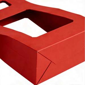 Sacs en papier kraft rouge biodégradables, écologiques et personnalisables pour l'emballage de bonbons et de boissons, avec poignées découpées - Product Image 6