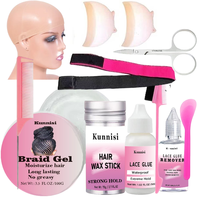 Kit d'installation de perruque en dentelle Super Hold Edge Control dissolvant d'adhésif à forte tenue pour extensions de perruque ensemble d'outils d'extension de cheveux