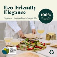 Assiettes jetables en feuilles de bambou carrées compostables et biodégradables de 10 pouces et 7 pouces, ensemble de vaisselle d'assiettes de fête en vrac