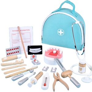 Prix usine Montessori <span class=keywords><strong>dentiste</strong></span> infirmière Playhouse médecine jeux Kit médical jouet, docteur jouets ensemble enfants en bois semblant jouer Kit - Product Image 1