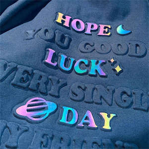 Camiseta de Hombre de Alta Calidad con Impresión 3D en Relieve, Logotipo Personalizado en Relieve, Camiseta de Algodón Grueso - Product Image 3