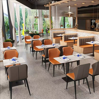 Meubles de restaurant commerciaux sur mesure, chaise de salle à manger avec pieds en métal, table avec plateau en pierre frittée, combo pour café, bistrot, restauration rapide occidentale