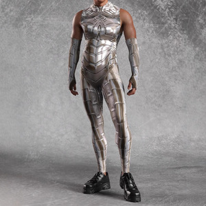 King Mcgreen Star Men Sexy Irregular Impreso Body Punk Halloween Cosplay Tight Rave Party Imagen térmica Mangas Monos - Product Image 6