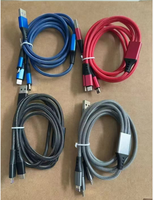 Kabel Pengisian Daya Cepat Multi USB 3-in-1 Berbahan Aluminium Alloy dengan Jalinan Kabel Universal untuk Ponsel dan Tablet
