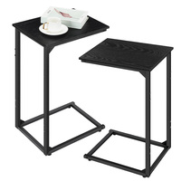 Ensemble de 2 tables d'appoint en forme de C, table de canapé, table de chevet avec cadre en métal pour canapé, salon