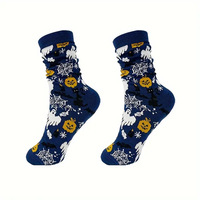 Automne hiver hommes femmes Halloween chaussettes mi-mollet chaussettes cross-bordern squelette citrouille dessin animé impression décontracté équipage tricoté