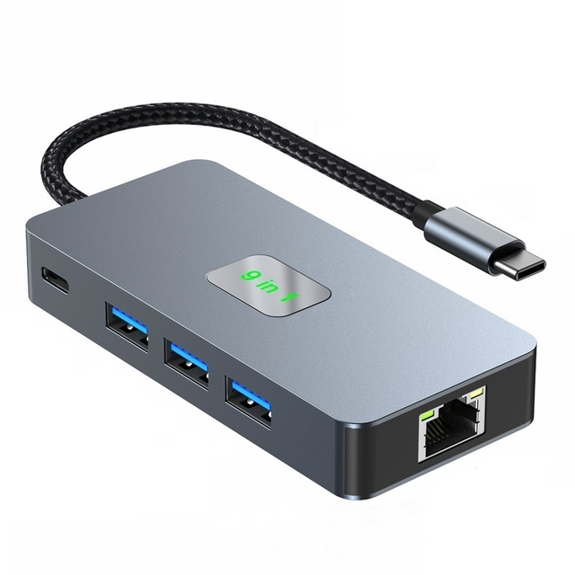 SYONG USB C Hub, 9 in 1 USB C to HDMI Adapter Multiport Laptop Docking Station with 4K60Hz HDMI, 3 USB 3.0 Ports, 100W PD, SD/TF