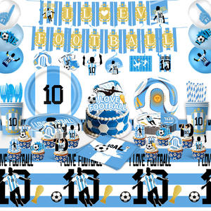 Nouvelles décorations de fête de l'équipe nationale d'Argentine, ensemble de vaisselle pour les Jeux mondiaux Messi avec assiettes en papier, gobelets, bannières pour fête de football - Product Image 1