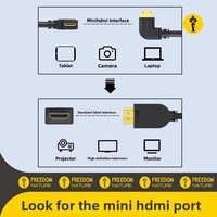 Câble de données Mini-USB vers Mini-USB 90° à angle droit, connecteur 4K, conducteur en cuivre sans oxygène plaqué or