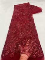 Tissu en dentelle de tulle français de haute qualité, respirant, brodé, maille africaine, sequins, tricoté, pour robe de mariée ou de soirée