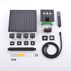 Douche Noir, noir mat En Laiton Robinet de Douche Complet Kit De Douche avec 12 Pouces Plafond Pluie Tête et Corps Pulvérisateur - Product Image 1
