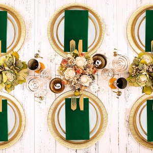 Thân Thiện Với Môi Cao Cấp 40*40Cm Phục Vụ/Đảng Khăn Ăn Thiết Lập Với Dao Kéo Túi-Prefold Màu Xanh Lá Cây Linen Kết Cấu 50 Gói - Product Image 5