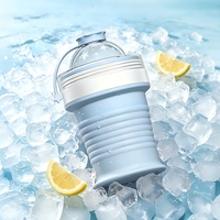 Gobelet à glaçons pliable en silicone de qualité alimentaire, compatible lave-vaisselle, style sportif, portable pour les voyages en plein air et la fabrication de glaçons