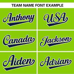 Maillot de softball personnalisé à deux boutons, couleur vert néon, blanc et bleu marine, authentique et personnalisé - Product Image 4