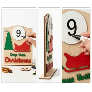 Wooden Christmas Countdown <b>Calendar</b> Dry Erase <b>Advent</b> <b>Calendar</b> Tabletop Holiday Decoration Reusable Home Decor - Product Image 5