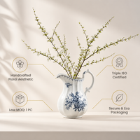 Vase en céramique artisanal, récipient pour plantes hydroponiques, arrangement de fleurs séchées, décoration de table à manger, nouveau style chinois