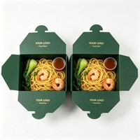 Boîte à emporter en papier jetable, recyclable, bon marché, personnalisable, pour nouilles, salades, sushis, poulet frit, emballage de restauration rapide
