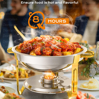 Vente en gros de chauffe-plats en acier inoxydable de forme ronde chauffe-plats pour buffet, chauffe-plats de luxe pour la restauration et les événements
