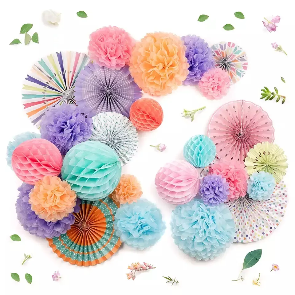 Oem Size Multi Colored Tissue Paper Lantern Honeycomb Ball Party Wedding Birthday Party Decoration