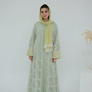 Zifeng OEM 2025 Nuevo Cárdigan de Malla con Flores Tridimensionales de Moda Musulmana, Estilo Dubai, Medio Oriente, Europeo y Americano - Product Image 1
