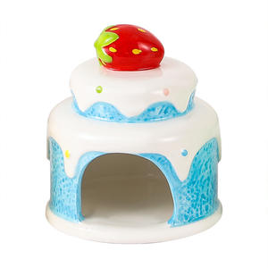 Hamster <span class=keywords><strong>den</strong></span> abri ours en céramique aux cheveux dorés pour se rafraîchir et profiter de l'été. Chambre à coucher maison de glace avec tanière en céramique - Product Image 5