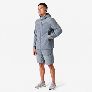 Men's Hooded Windbreaker <b>Hoodie</b> And Short Color Block Full Zip Lightweight Outdoor <b>Running</b> Hiking Sportswear Premium Men Outfit - Product Image 1