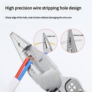 9-in-1多機能厚電気技師プライヤーストリッピングケーブル切断圧着力テストワイヤー引きDIYオート - Product Image 2
