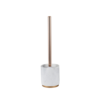 Finition mate 4 pièces ensemble d'accessoires de bain en résine durable Design en marbre blanc avec décoration en or rose