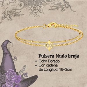 Bracciale Vintage classico con nodo strega in acciaio oro stile geometrico religioso alla moda con diamante di zircone di perle per regalo - Product Image 2
