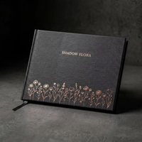 Carnet A5 en cuir grainé lézard noir avec dorure à chaud, journal personnalisé à couverture rigide à motifs floraux, livre d'or