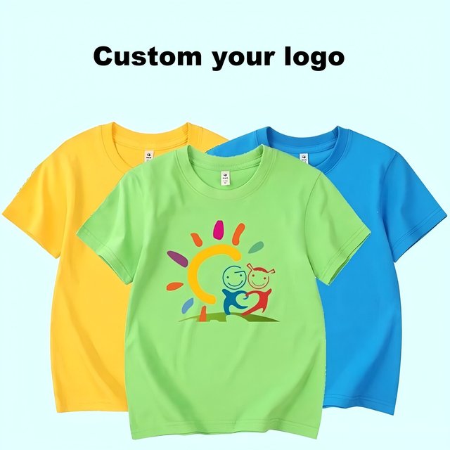 Summer children's cotton short-sleeved custom logo kindergarten student class uniform summer camp T-shirt advertising shirt prin