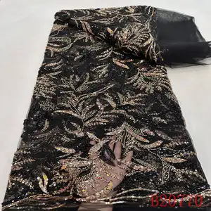 Nouvelles paillettes colorées style classique tricoté broderie dentelle de mariage pour les femmes tissu de broderie perlée