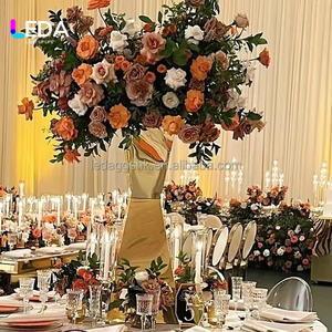 LEDA Wholesale Stainless Steel Wedding Flower <b>Stand</b> <b>Mirror</b> <b>Gold</b> Metal Table Flower Plinth for Wedding Banquet - Product Image 1