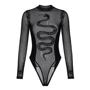 Combinaison moulante sexy en maille imprimée serpent et flocage à manches longues pour femme – Collection Printemps-Été (Vente en gros) - Product Image 6