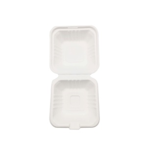 Có thể phân hủy dùng một lần mía Hộp Ăn Trưa 9x6 inch Takeaway bã mía container thực phẩm bã mía vỏ sò - Product Image 1