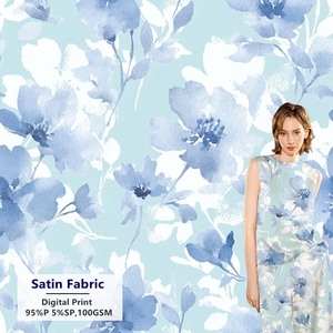 Mịn Satin 95% Polyester 5% <span class=keywords><strong>Spandex</strong></span> Dệt Tùy Chỉnh Hoa In Kỹ Thuật Số 95gsm Lụa Satin Vải Cho Đồ Ngủ Ăn Mặc - Product Image 4