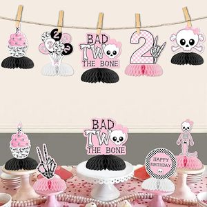 Décorations de fête <span class=keywords><strong>Bad</strong></span> 2 the Bone pour filles, 8 pièces, thème rock, centres de table en nid d'abeille, décoration de table pour fête d'anniversaire sur le thème de la musique rock pour filles - Product Image 4