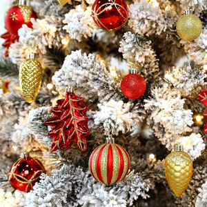 Transparent PVC Box Pack Special Christmas Baubles Hollow Star Pinecone Floral Painted Hanging Ornaments For Xmas Tree Decor - Product Image 4