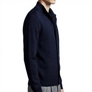 Cárdigan Azul Marino con Cuello Alto y Botones para Hombre, Suéter de Punto de Lana Acrílica de Manga Larga, Logotipo Personalizado, Marca Privada, Cárdigans para Hombre - Product Image 2