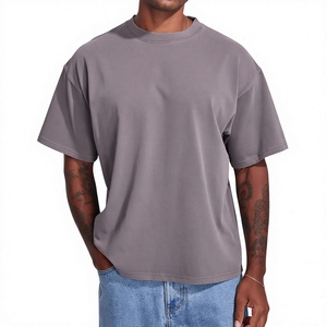 Direct Factory Sale Plus Size Drop Shoulder Sleeves Unisex Casual Solid Regular Fit Blank Logo Knitted <b>Canvas</b> Breathable - Product Image 1