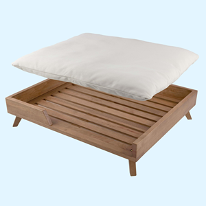 Erhöhtes Hunde bett 36x29,5 Zoll-Moderner Holzrahmen aus der Mitte des Jahrhunderts mit gepolstertem Kissen für mittelgroße bis große Haustiere - Product Image 6